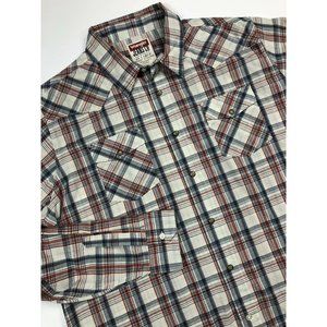 Wrangler Mens Sz 2XL Plaid Western Shirt